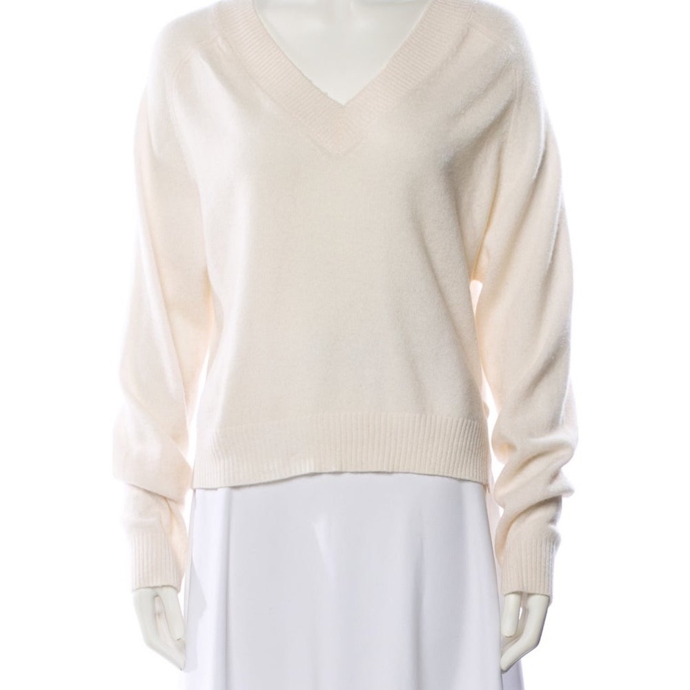 Soft V-Neck Sweater in Cream — Lightweight Knit